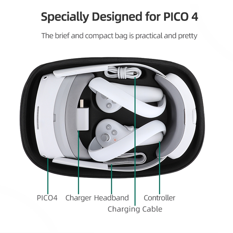 Bolsa protectora para gafas de realidad virtual PICO 4 Hifylux PC-BF16, todo en uno (negra)_voghion.com