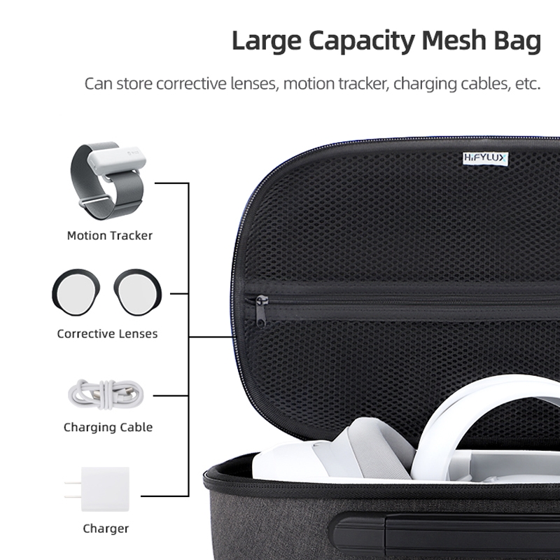 Bolsa protectora para gafas de realidad virtual PICO 4 Hifylux PC-BF16, todo en uno (negra)_voghion.com