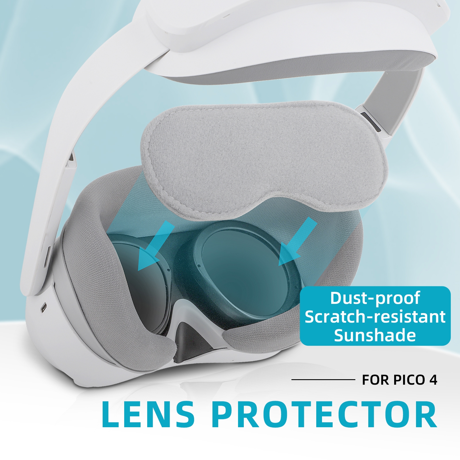 Voor PICO 4 Hifylux PC-ZF17 Lens Protector VR-bril Stofdichte sponspad (lichtgrijs)_voghion.com