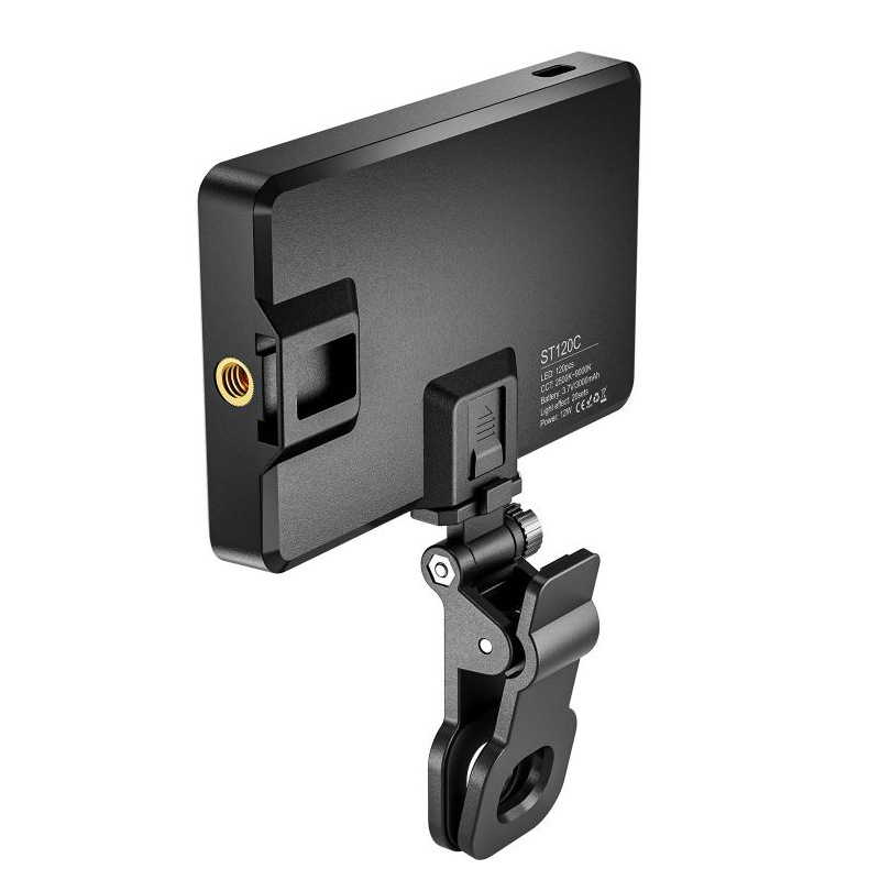 ST-120C Mobile Phone Tablet Clip Fill Light Selfie Live Camera Portable Camera Lighting(Black)_voghion.com