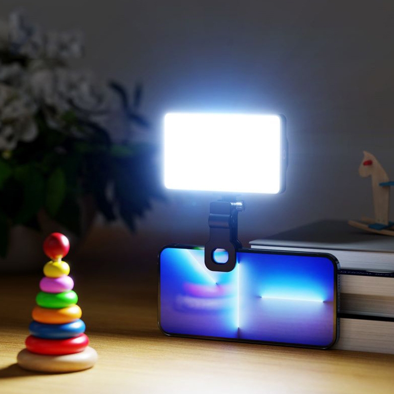 ST-120C Mobile Phone Tablet Clip Fill Light Selfie Live Camera Portable Camera Lighting(Black)_voghion.com