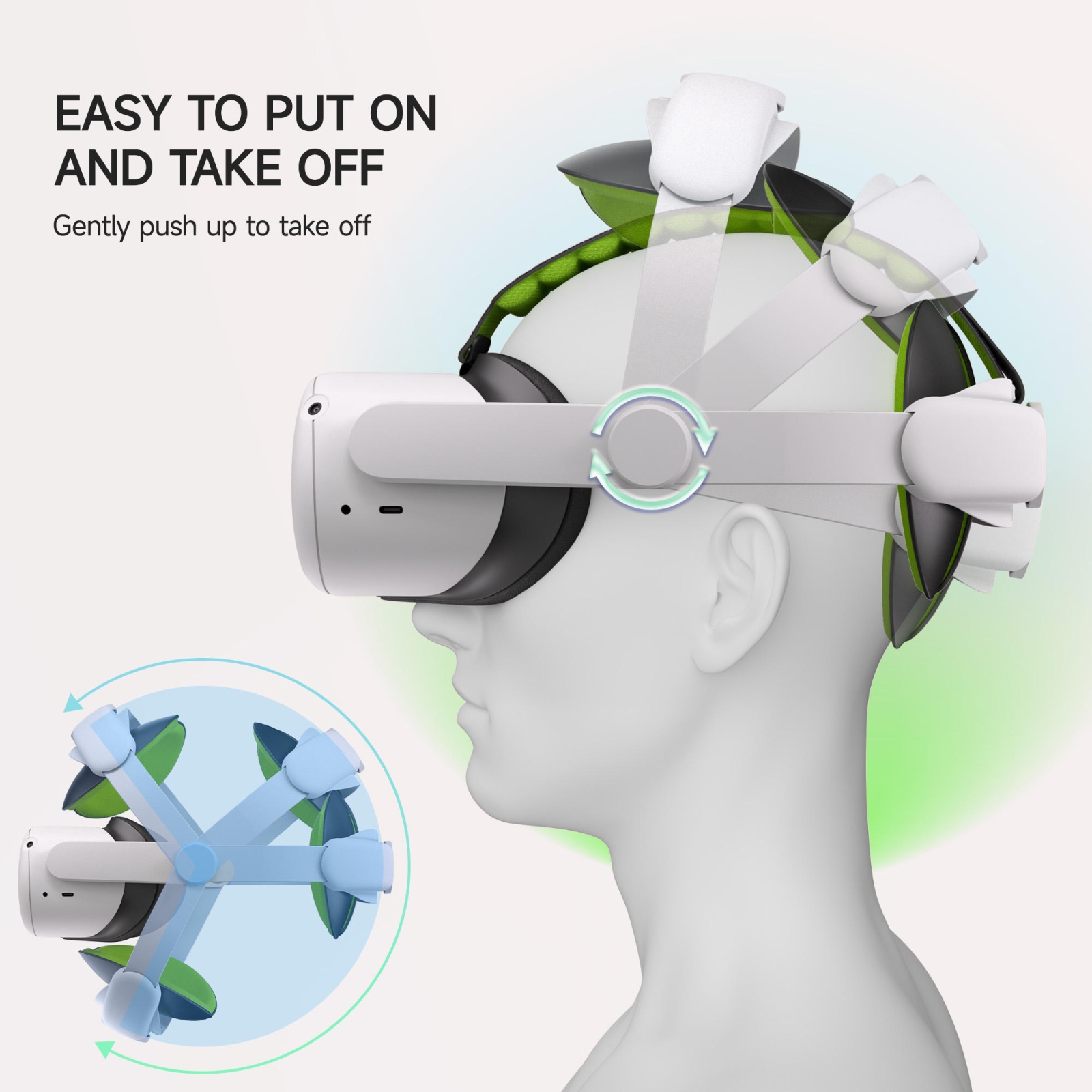 Correa ajustable para la cabeza con almohadillas adaptables para los auriculares Meta Quest 2 VR (negro)_voghion.com