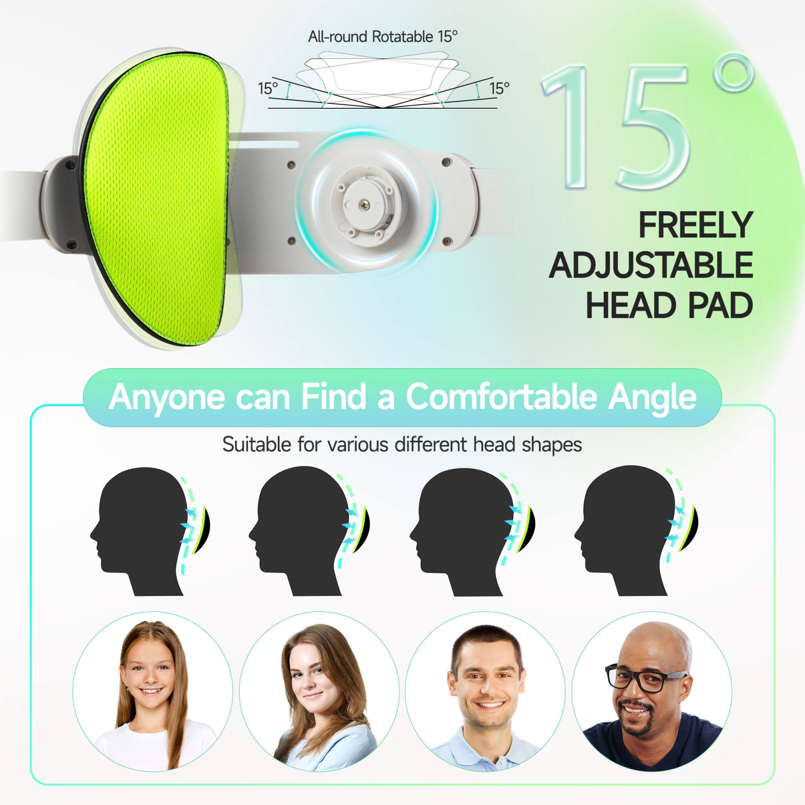 Correa ajustable para la cabeza con almohadillas adaptables para los auriculares Meta Quest 2 VR (negro)_voghion.com