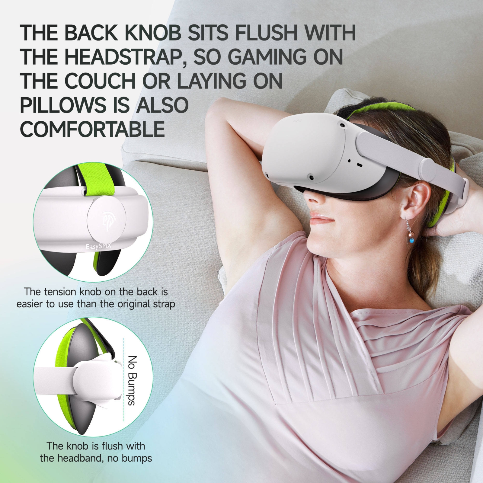 Correa ajustable para la cabeza con almohadillas adaptables para los auriculares Meta Quest 2 VR (negro)_voghion.com