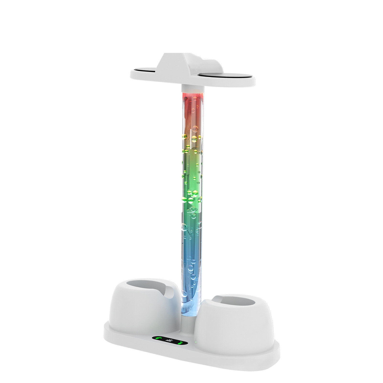 Base de carga y soporte de almacenamiento para gafas de realidad virtual Meta Quest 3 con luz RGB fría (blanca)_voghion.com