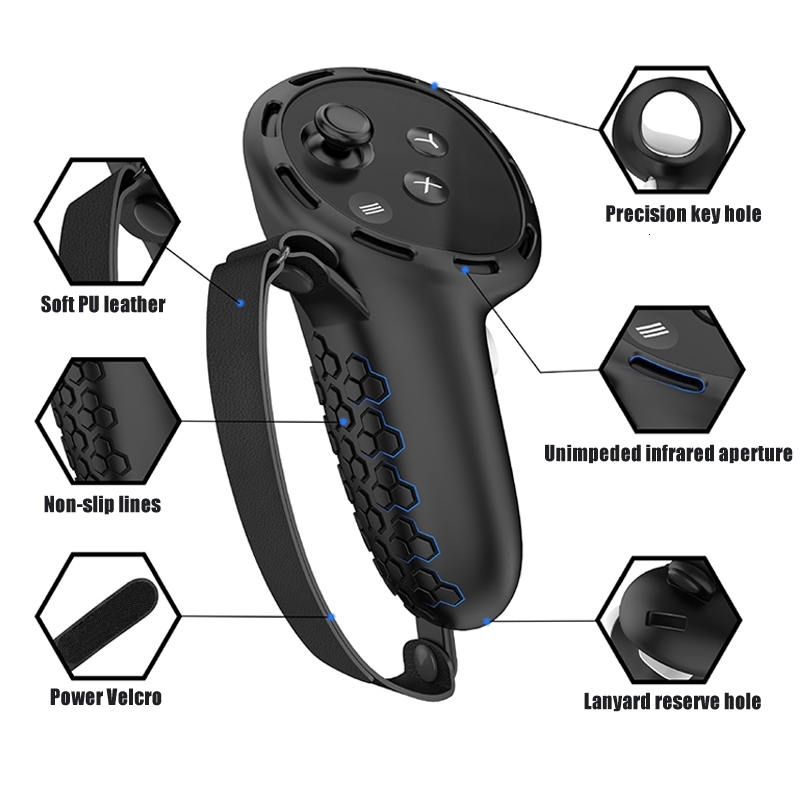 Meta Quest 3 -ohjaimen silikoninen liukumaton suojakansi VR-lisävarusteille (musta)_voghion.com