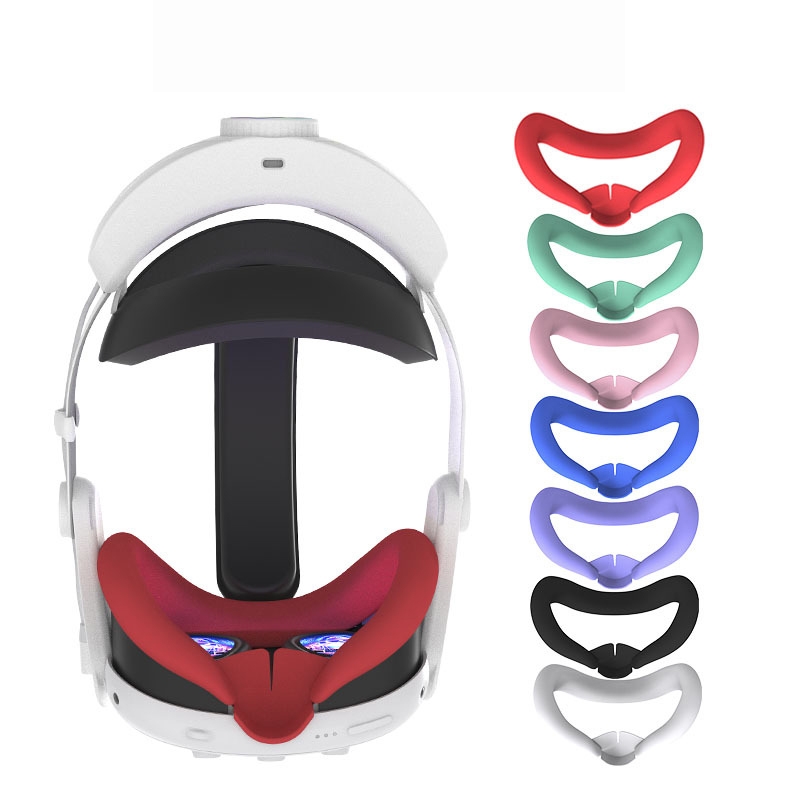 For Meta Quest 3 Silicone Face Cover Eye Mask with Nose Pad(Black)_voghion.com