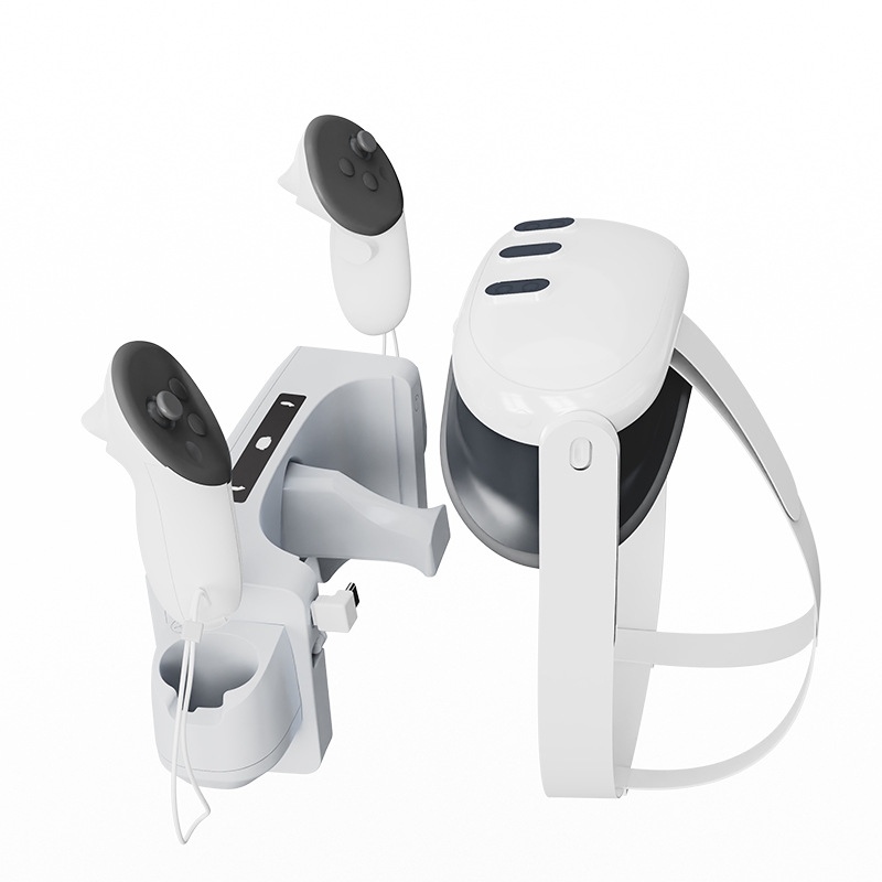 Meta Quest 3 VR -kypärän latausalustalle Seinään kiinnitettävä pikalatausteline LED-ilmaisimella (harmaa valkoinen)_voghion.com