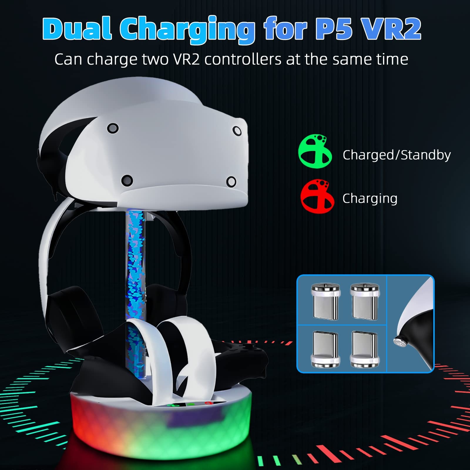 Pro PS VR2 iplay Barevný nabíjecí úložný stojan s magnetickou nabíjecí základnou HBP-505_voghion.com