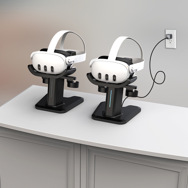 Suport de încărcare și depozitare pentru Meta Quest 3 / 2 / Pro cu lumini RGB (negru)_voghion.com