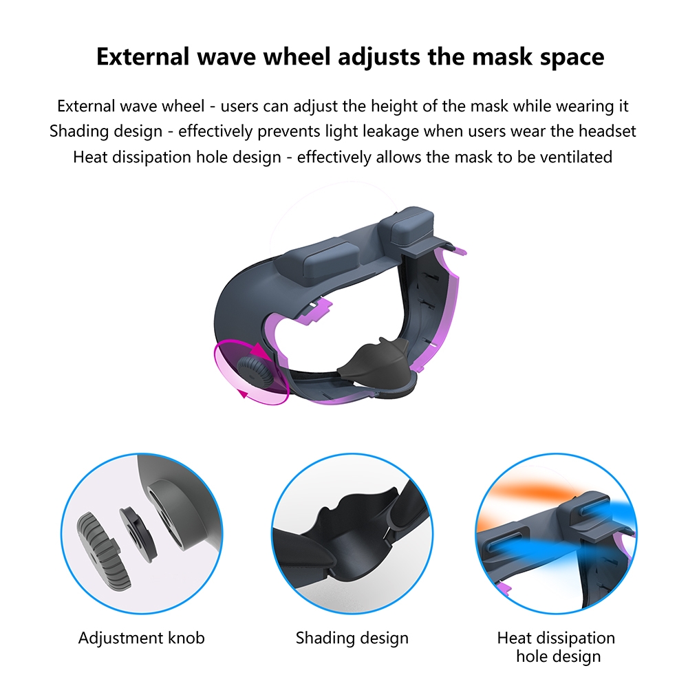 For Meta Quest 3 justerbar erstatningsøyemaske VR Blackout myk erstatnings ansiktsmaskesett_voghion.com