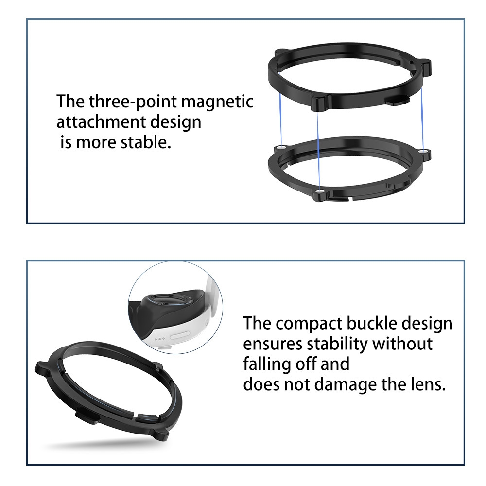 Pro magnetické brýle Meta Quest 3 VR, specifikace: Čočky s ochranou proti modrému světlu + rámeček, černá_voghion.com