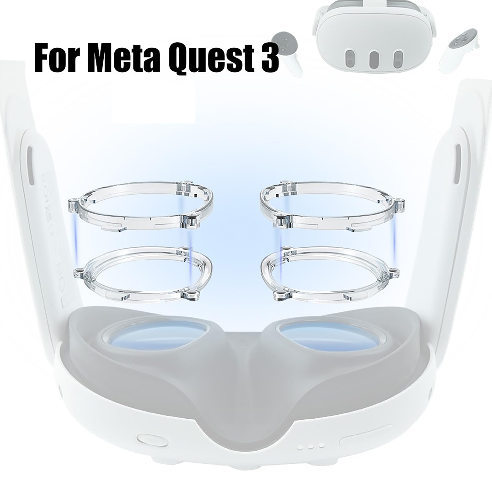 Pro magnetické brýle Meta Quest 3 VR, specifikace: Čočky s ochranou proti modrému světlu + rámeček, černá_voghion.com