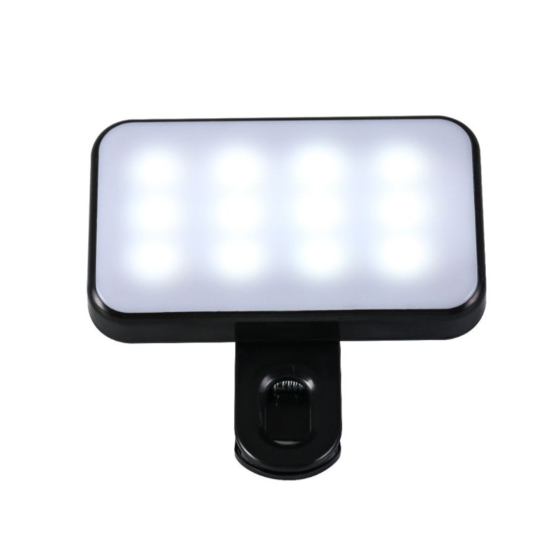 Lumină de umplere pentru selfie-uri, reîncărcabilă, cu 3 temperaturi de culoare, cu clips, pentru telefon, laptop, tabletă și întâlniri (negru)_voghion.com