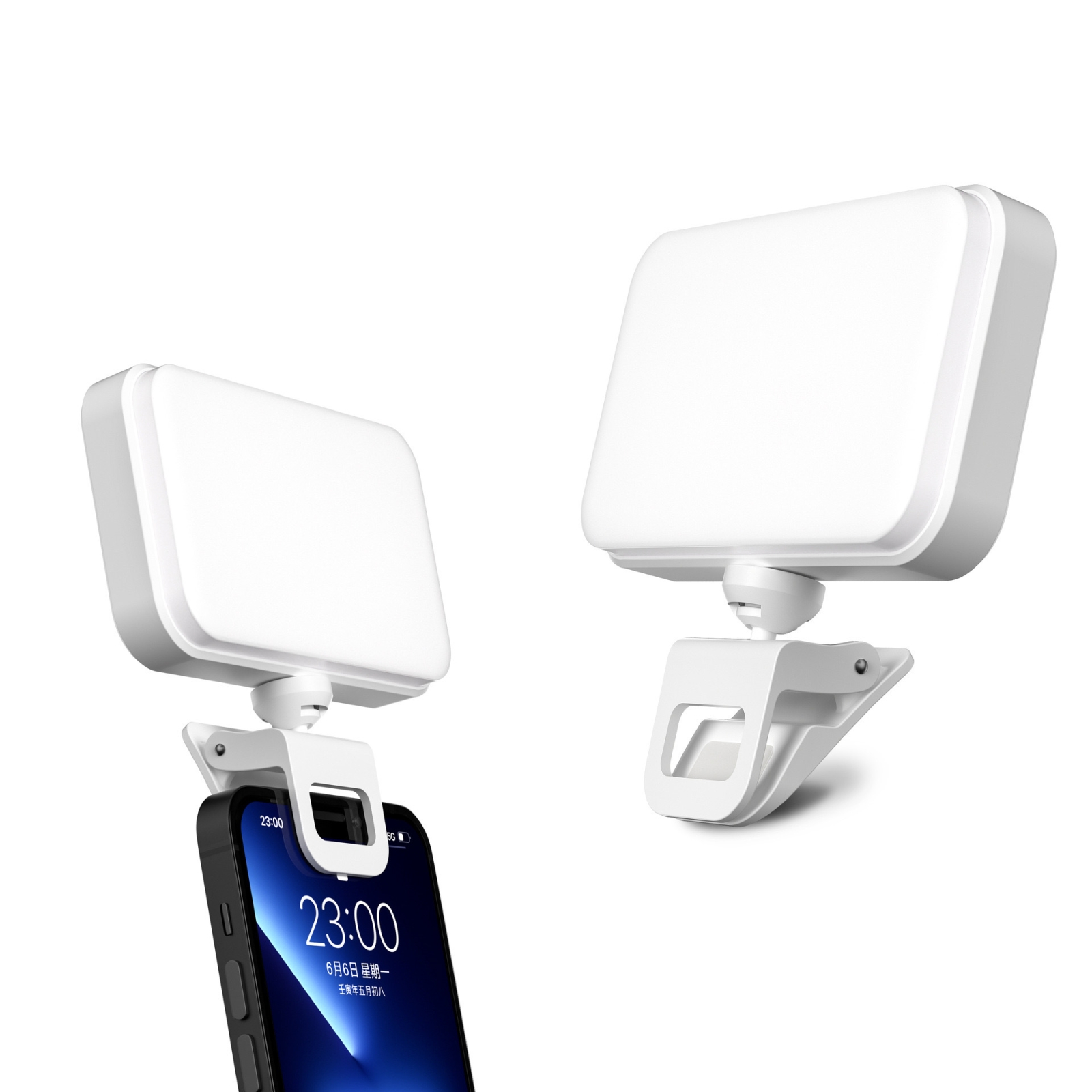 66 LEDs Selfie Fill Light Rechargeable 3 Modes Clip-on Pocket Light For Phone, Laptop, Tablet Meeting(Black)_voghion.com