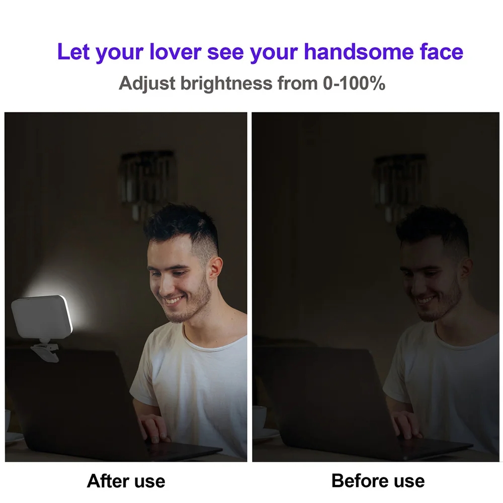 66 LEDs Selfie Fill Light Rechargeable 3 Modes Clip-on Pocket Light For Phone, Laptop, Tablet Meeting(Black)_voghion.com