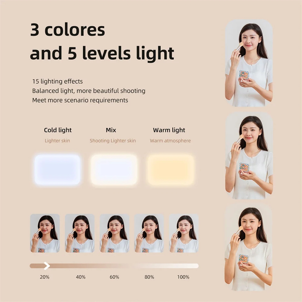 66 LEDs Selfie Fill Light Rechargeable 3 Modes Clip-on Pocket Light For Phone, Laptop, Tablet Meeting(Black)_voghion.com