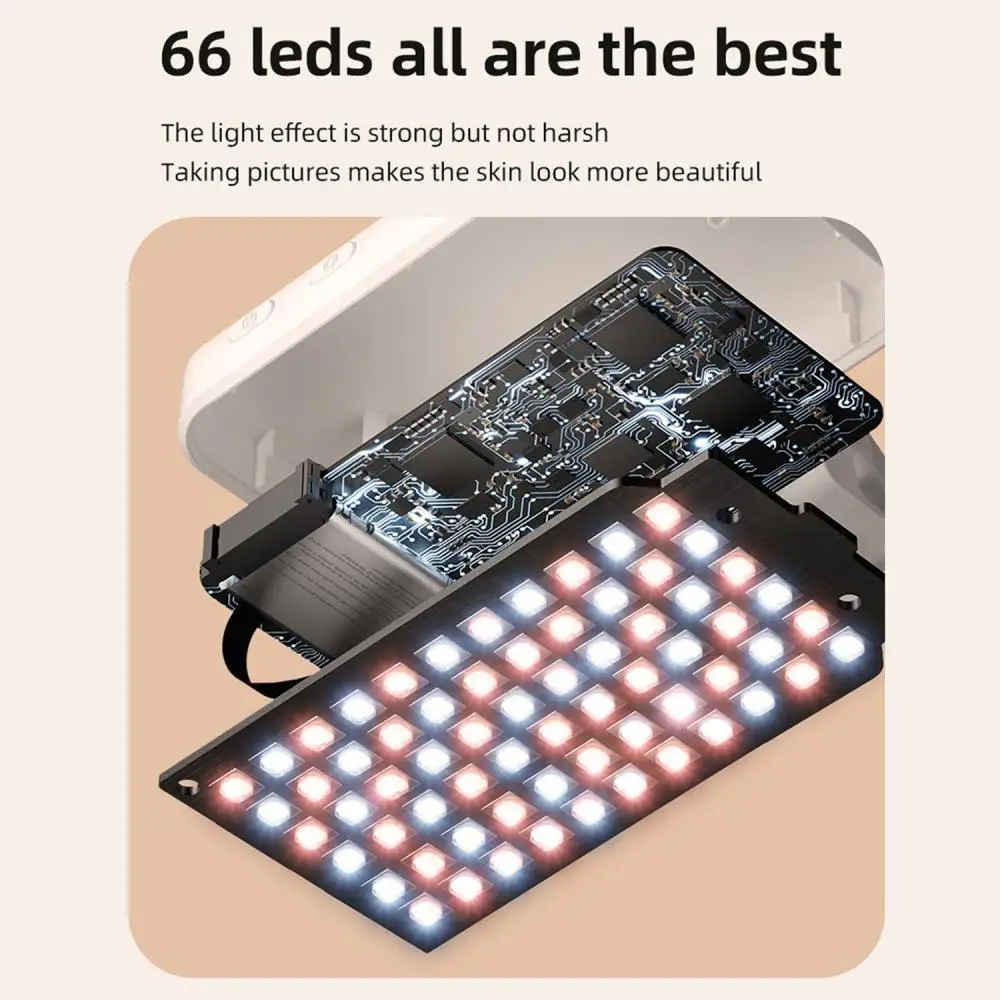 66 LEDs Selfie Fill Light Rechargeable 3 Modes Clip-on Pocket Light For Phone, Laptop, Tablet Meeting(Black)_voghion.com