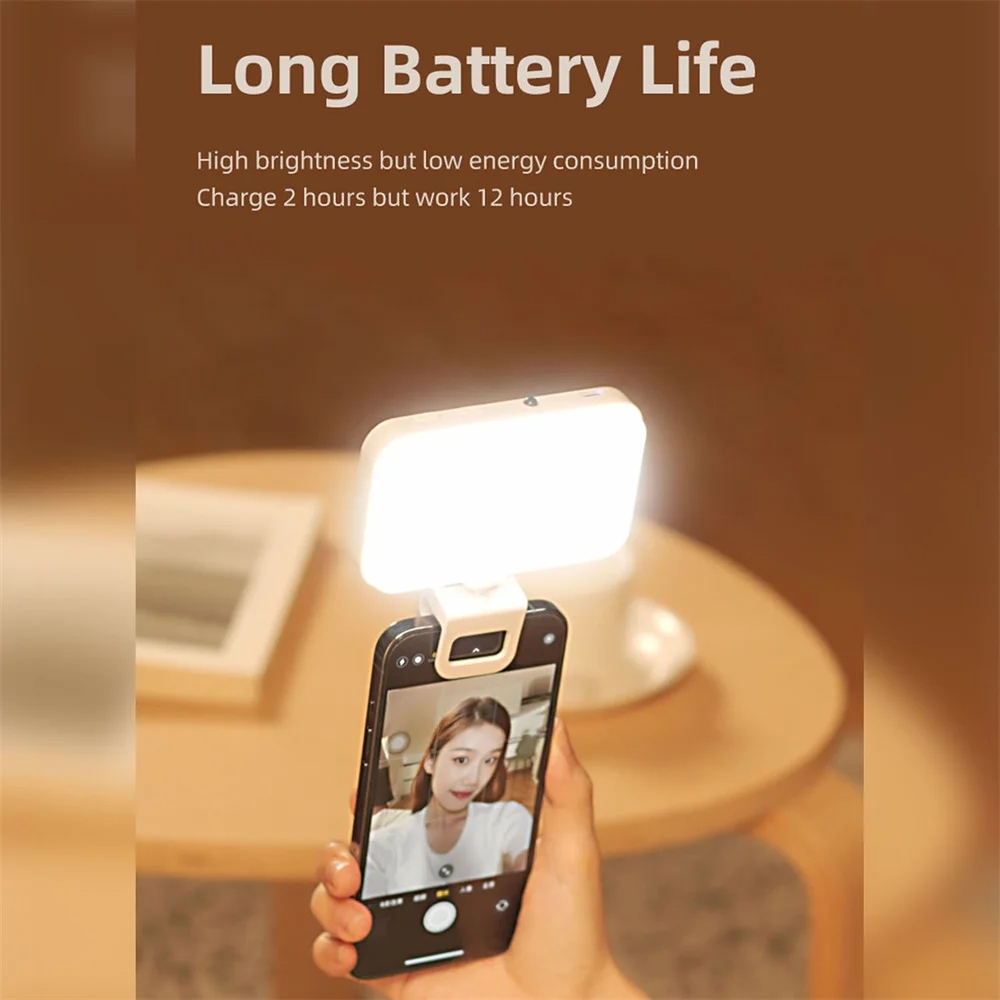 66 LEDs Selfie Fill Light Rechargeable 3 Modes Clip-on Pocket Light For Phone, Laptop, Tablet Meeting(Black)_voghion.com