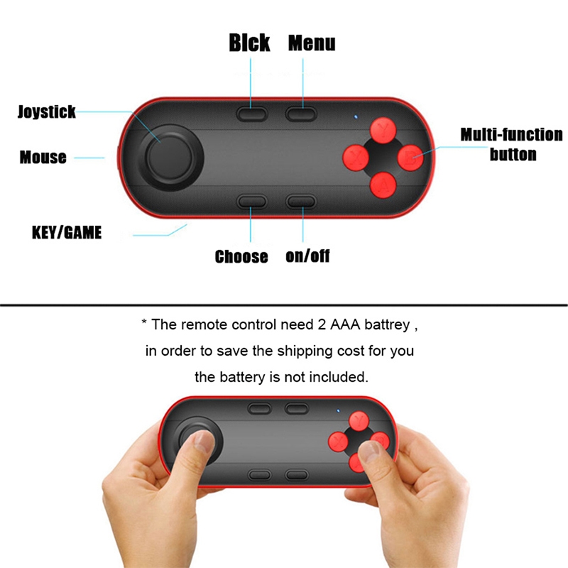 Smart Wireless Bluetooth Gamepad Controller 3D VR Virtual Reality Glasses Joystick Remotes Compatible with Android / IOS(Black)_voghion.com