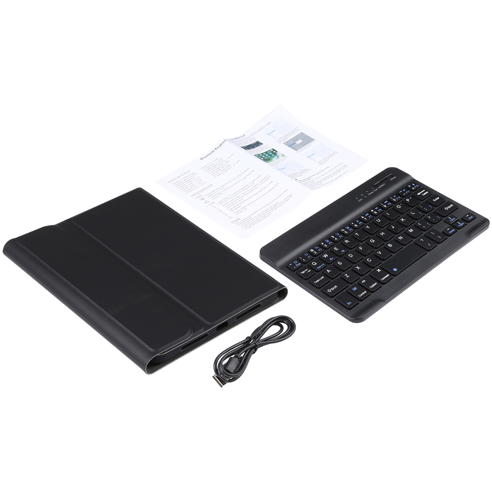A06 Detachable Lambskin Texture Ultra-thin TPU Bluetooth Keyboard Leather Tablet Case with Stand For iPad mini 6 (Black)_voghion.com