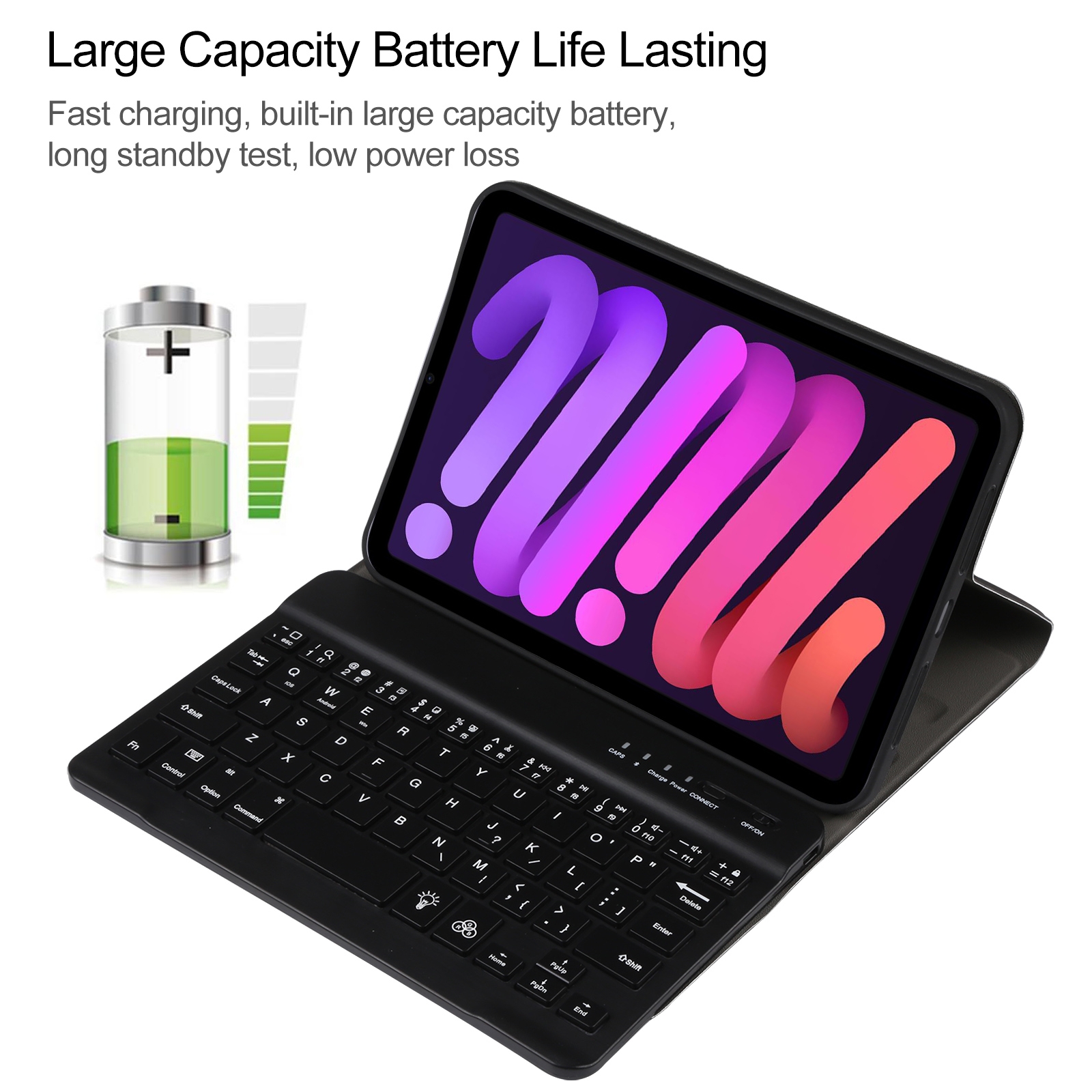 A06S Detachable Lambskin Texture Ultra-thin TPU Backlight Bluetooth Keyboard Leather Tablet Case with Stand For iPad mini 6 (Blue)_voghion.com