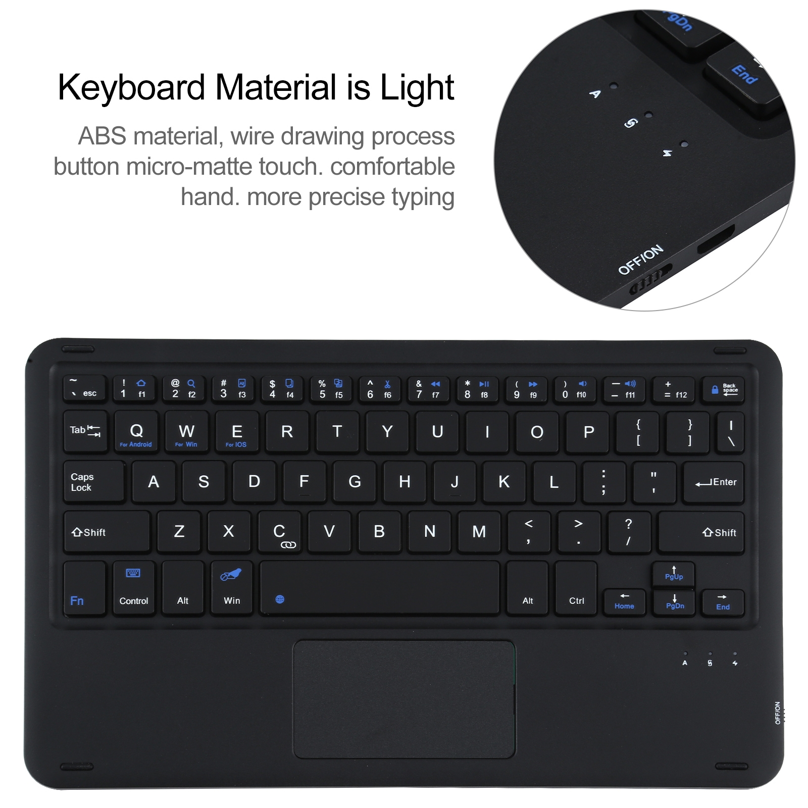 A500-A Detachable Bluetooth Keyboard Ultrathin Horizontal Flip Leather Tablet Case with Touchpad & Holder for Samsung Galaxy Tab A7 10.4 (2020) T500 / T505(Black)_voghion.com