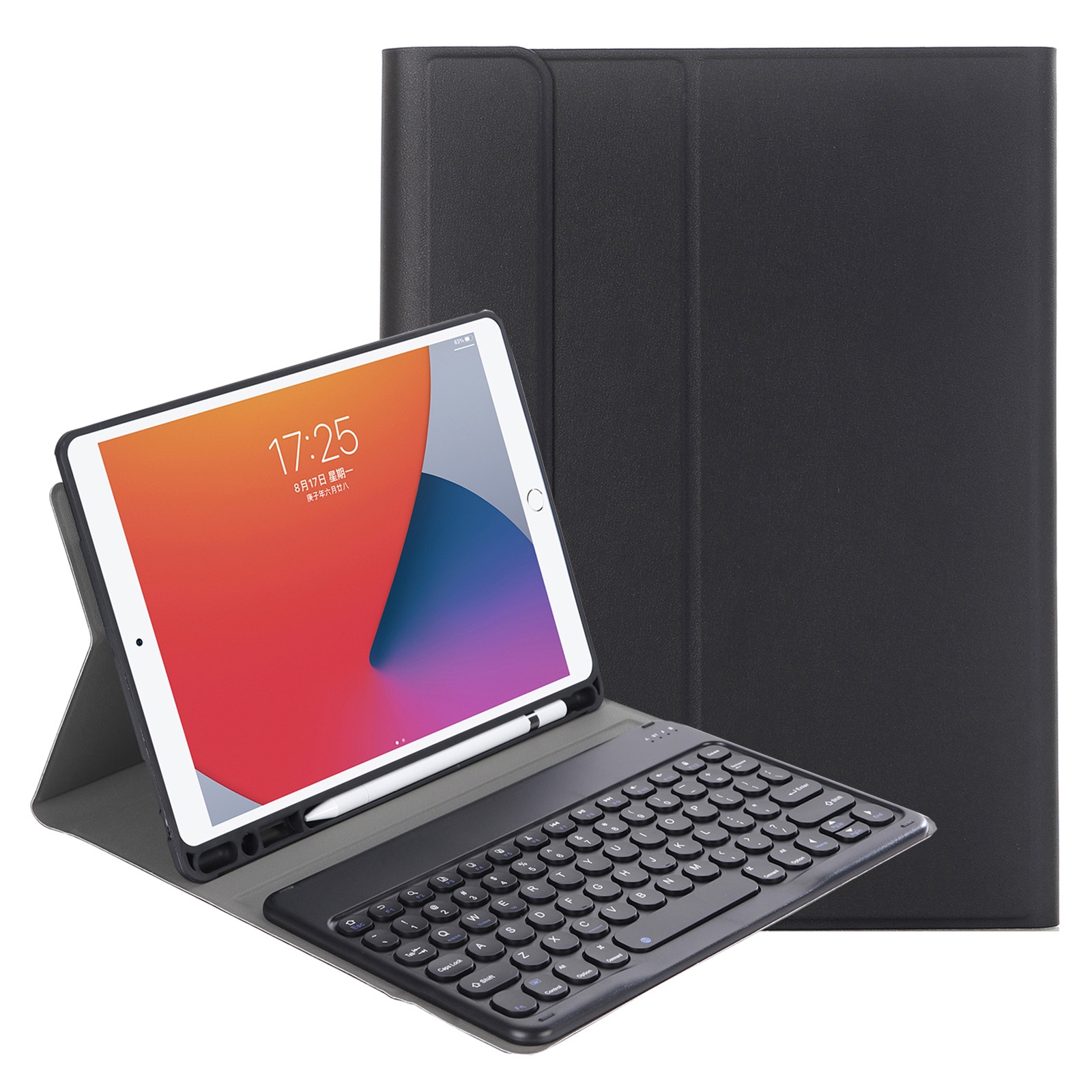 YA870B Detachable Lambskin Texture Round Keycap Bluetooth Keyboard Leather Tablet Case with Pen Slot & Stand For Samsung Galaxy Tab S7 T870 / T875 11 inch 2020(Black)_voghion.com