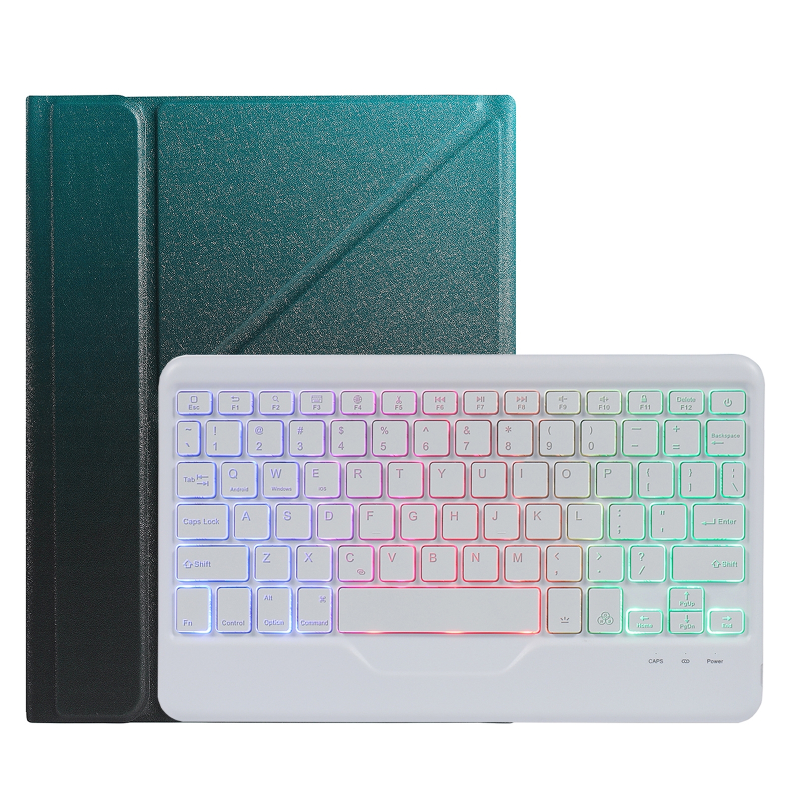 B09S Splittable Backlight Bluetooth Keyboard Leather Tablet Case with Triangle Holder & Pen Slot For iPad 10.2 2020 & 2019 / Pro 10.5 inch / Air 3 10.5 inch(Gradient Blue Pink)_voghion.com