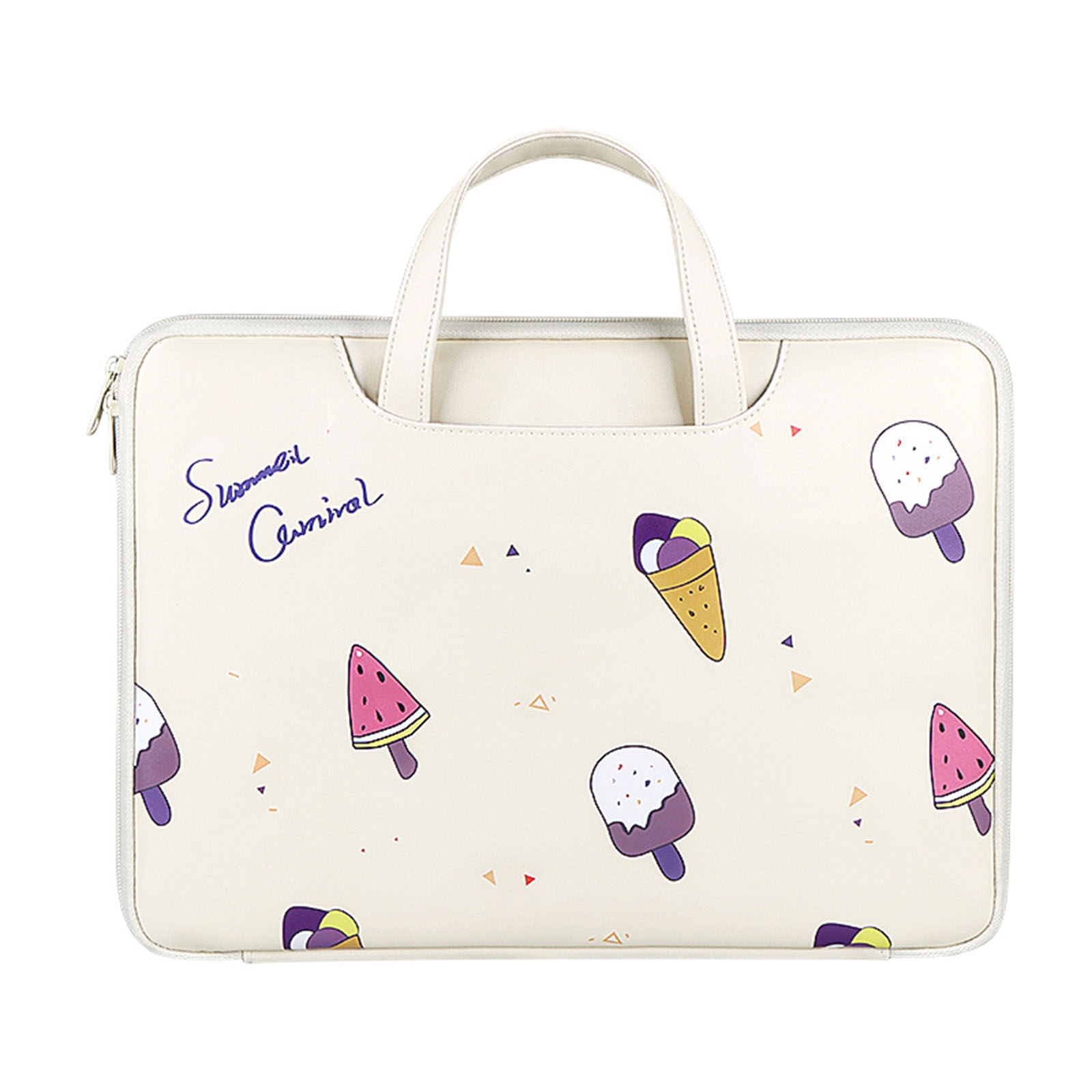 Lightweight PU Printed Laptop Bag, Size:14.1-15.4 inch(Ice Cream)_voghion.com