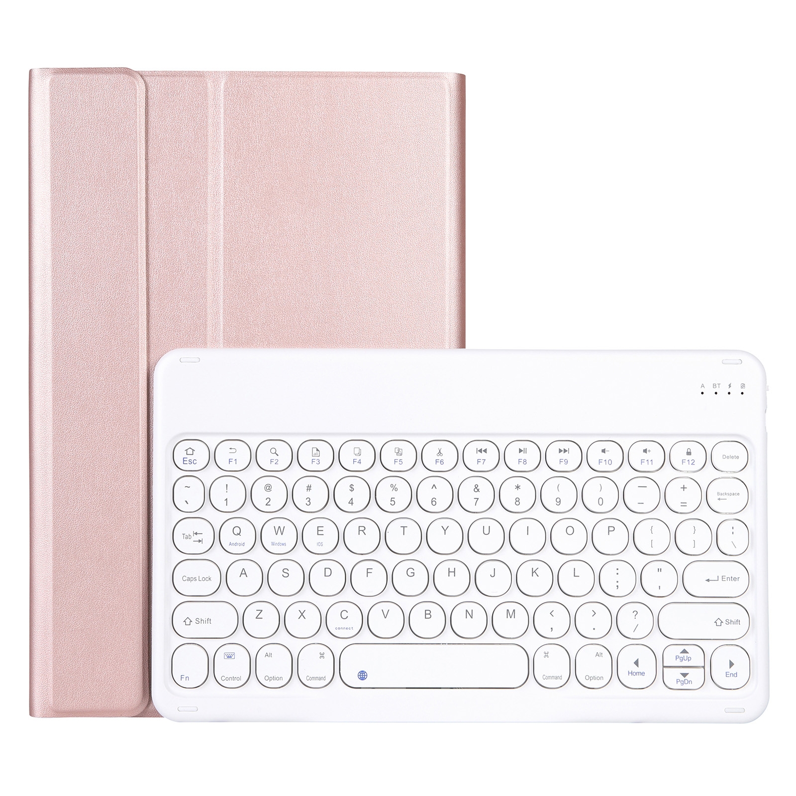 For Lenovo Pad Plus 11 inch TB-J607F / Tab P11 11 inch TB-J606F / Pad 11 inch YAM12 Lambskin Texture Detachable Round Keycap Bluetooth Keyboard Leather Tablet Case with Holder(Pink)_voghion.com