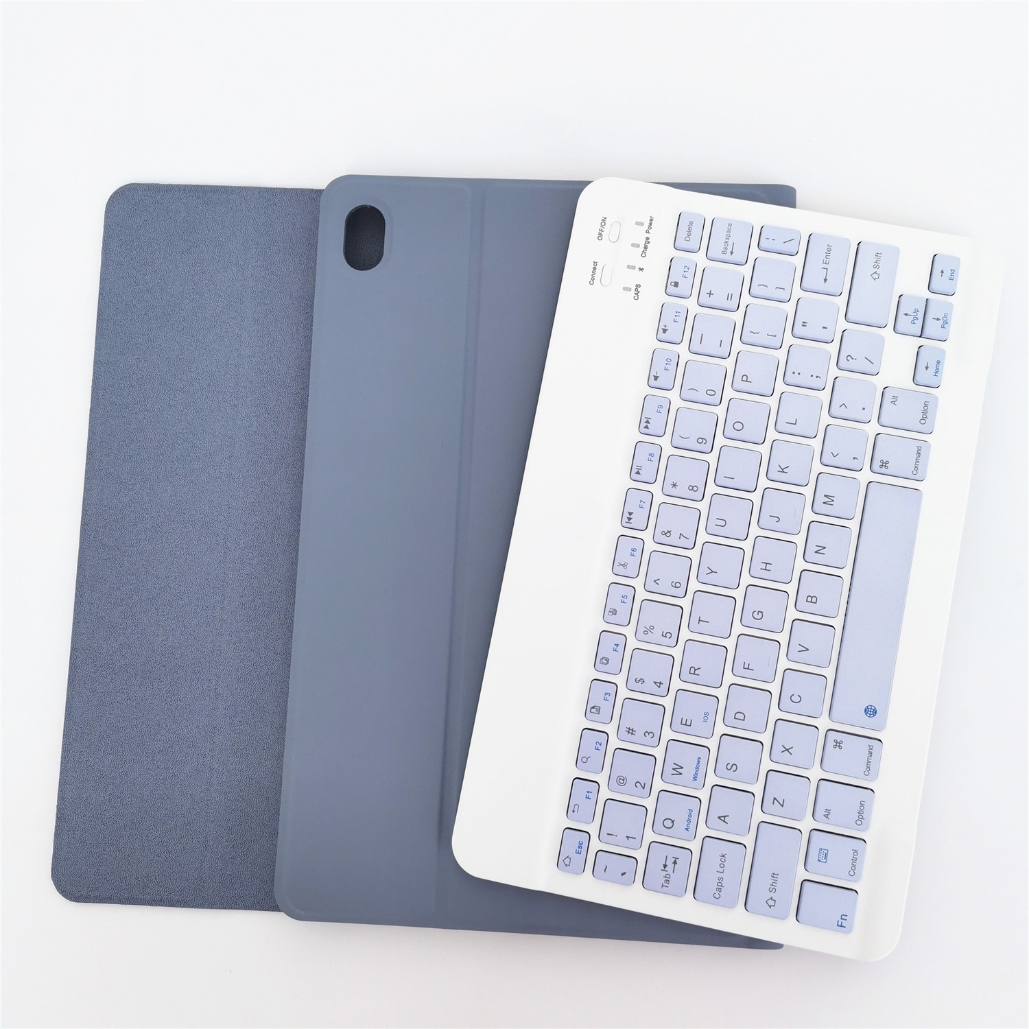 For Lenovo Pad Tab P11 11 inch TB-J606F LX110 Solid Color Detachable Square Keycap Bluetooth Keyboard Leather Tablet Case with Stand(Purple)_voghion.com