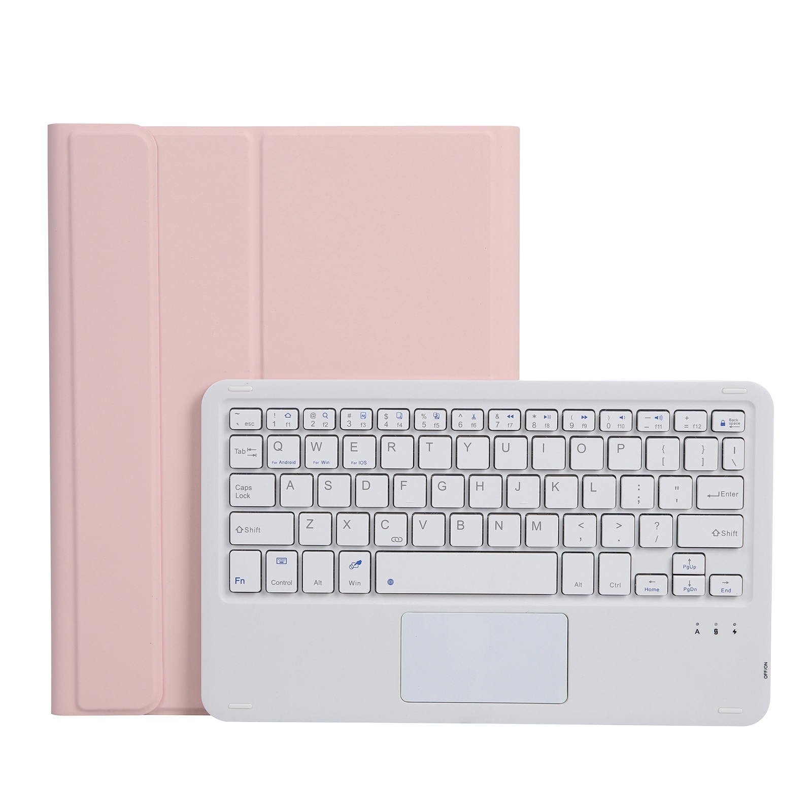 A11B-A Lambskin Texture Square Keycap Bluetooth Keyboard Leather Case with Touch Control For iPad Air 4 2020 10.9 / Pro 11 inch 2021 & 2020 & 2018(Pink)_voghion.com