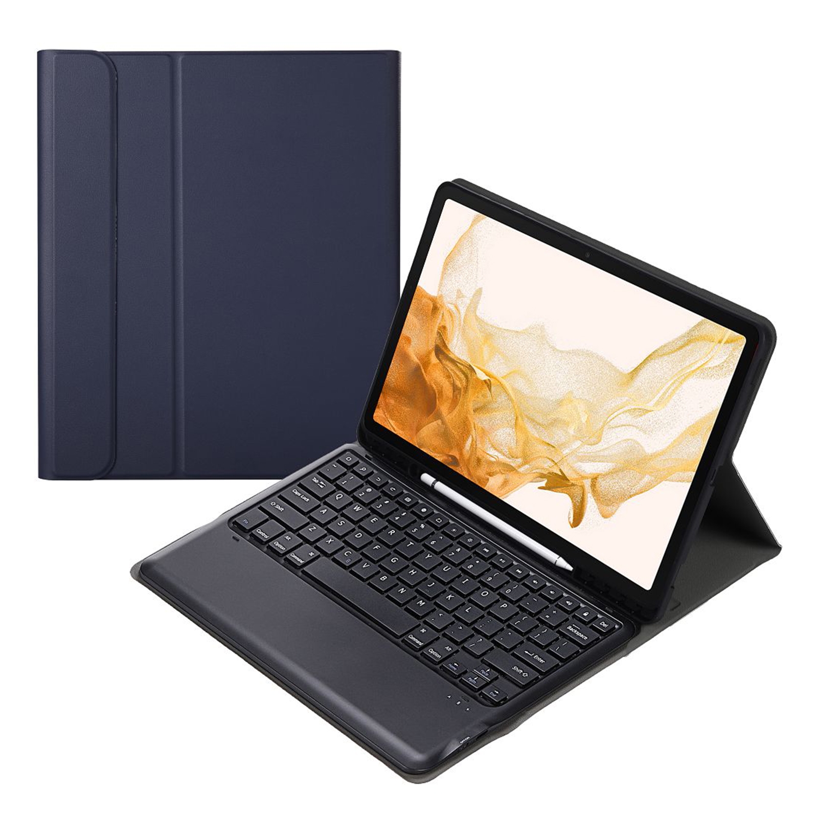 A800B Split Bluetooth Keyboard Leather Case with Holder & Pen Slot For Samsung Galaxy Tab S8+ X800(Blue)_voghion.com