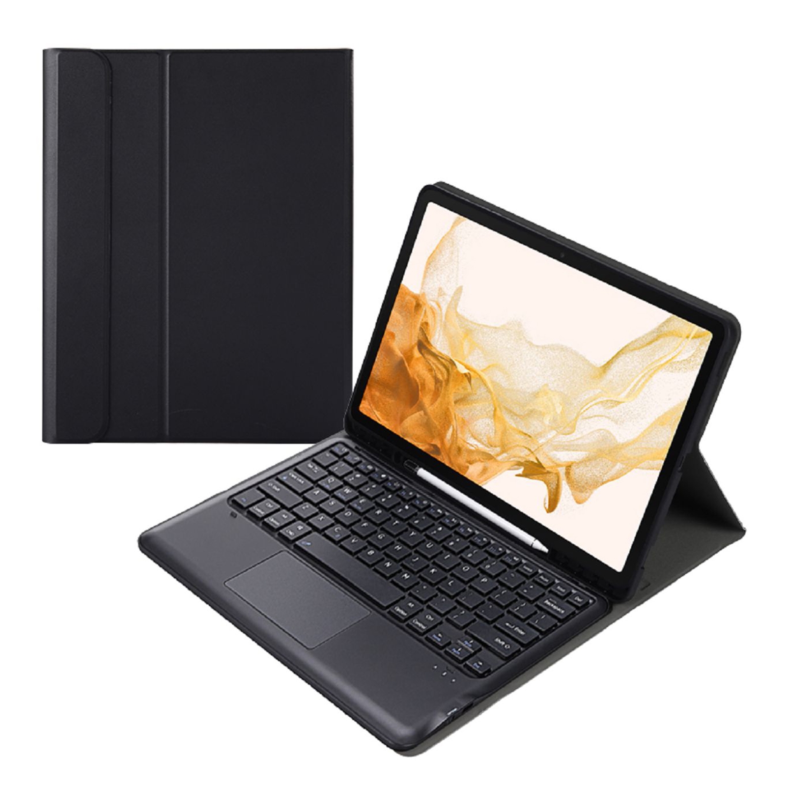A800B-A Split Bluetooth Keyboard Leather Case with Holder & Pen Slot & Touchpad For Samsung Galaxy Tab S8+ X800(Blue)_voghion.com