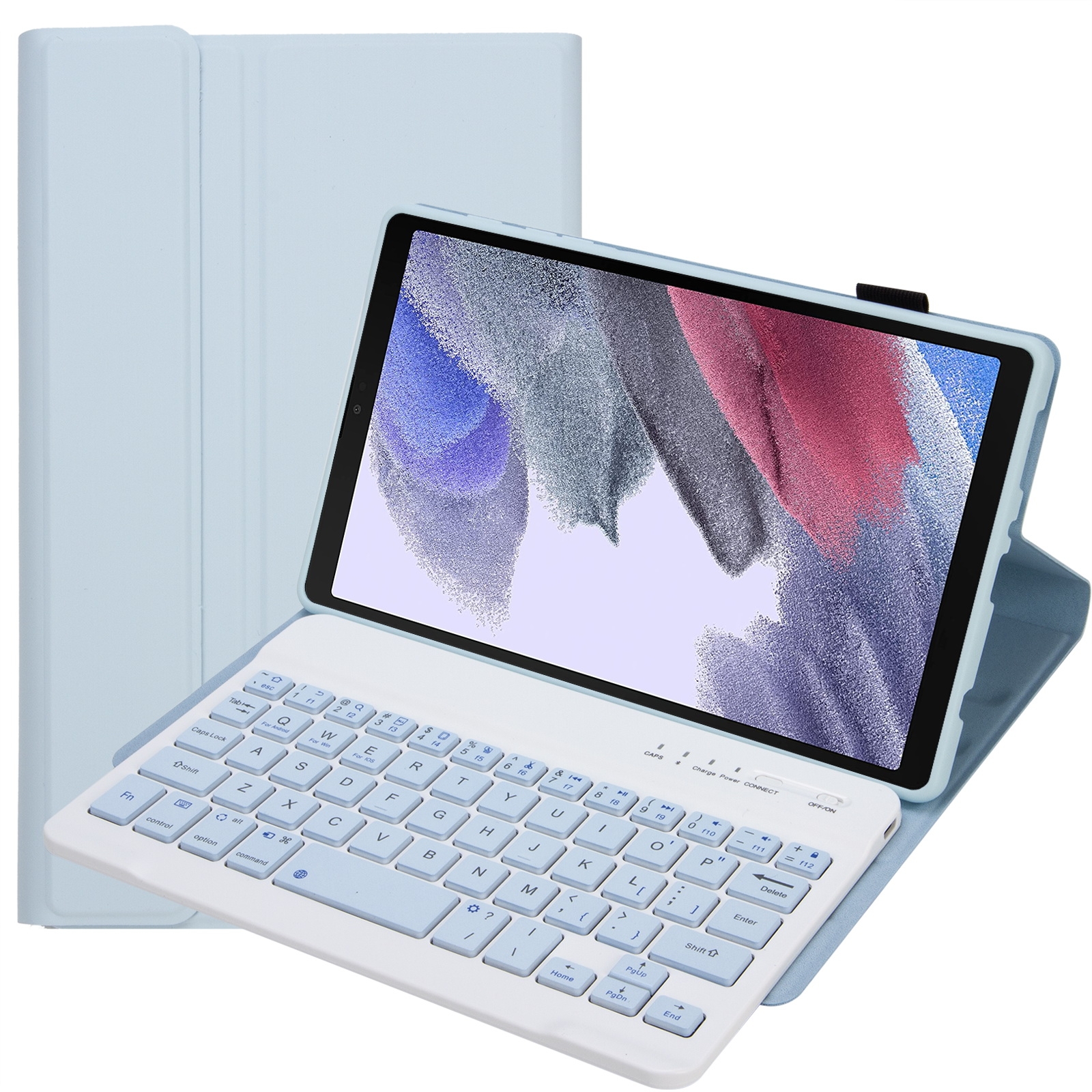 A220 Candy Color TPU Detachable Bluetooth Keyboard Leather Case with Bracket For Samsung Galaxy Tab A7 Lite 8.7 T220 / T225(White Ice Orchid)_voghion.com