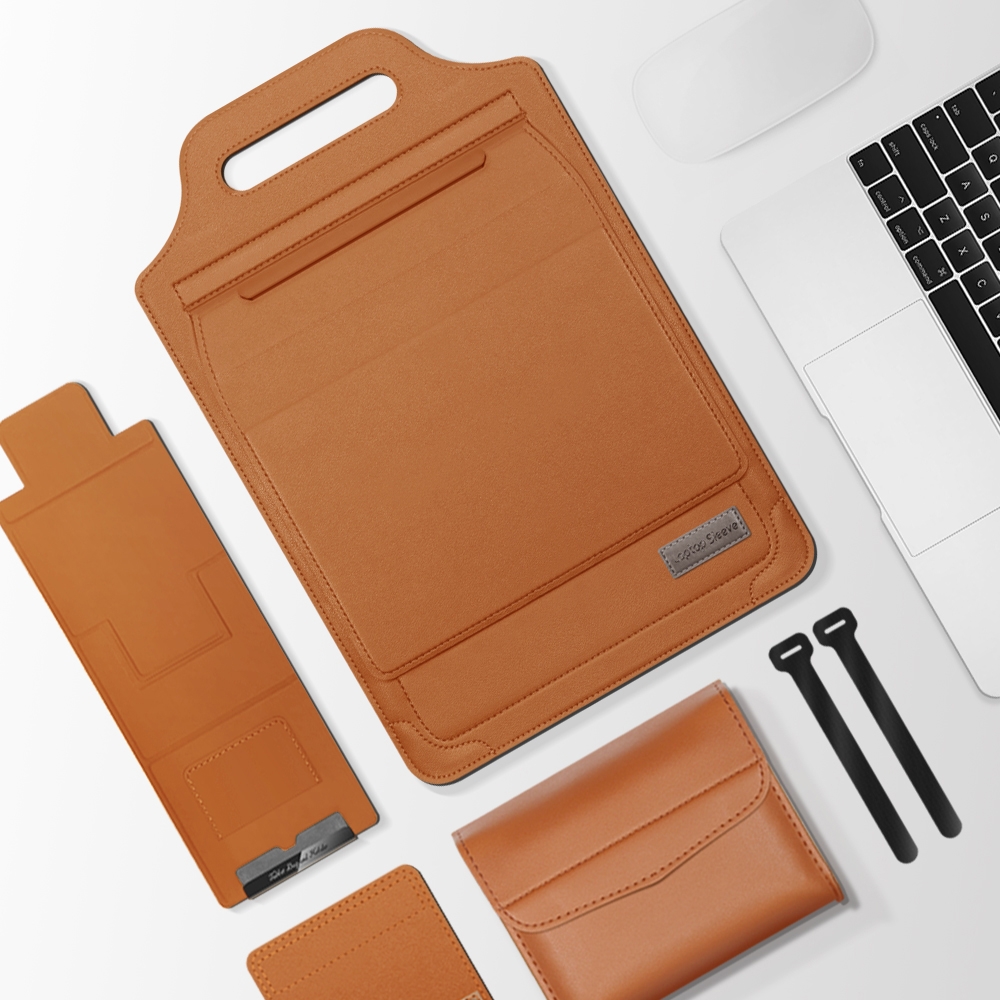 13 inch Multifunctional Mouse Pad Stand Handheld Laptop Bag(Brown)_voghion.com