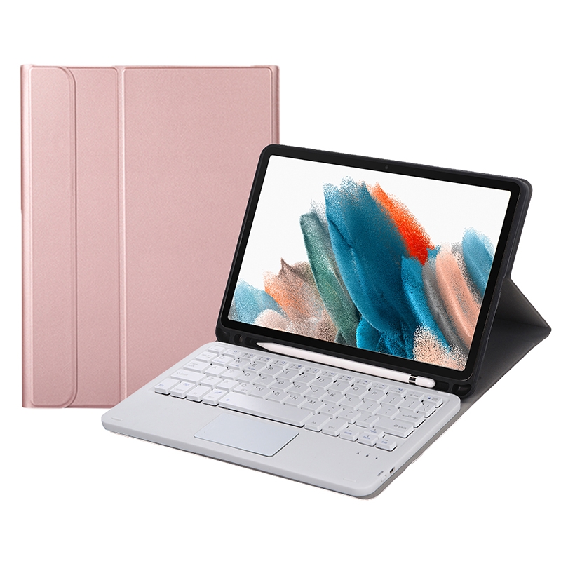 A08B-A Bluetooth Keyboard Leather Case with Pen Slot & Touchpad For Samsung Galaxy Tab A8 2021 SM-X205 / SM-X200(Blue)_voghion.com