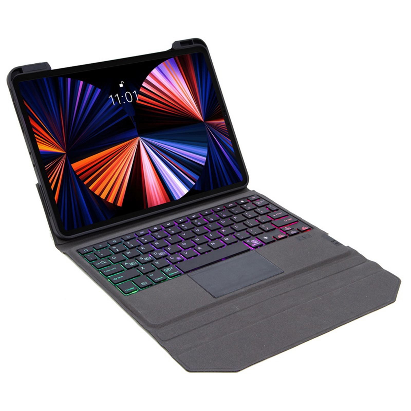 T01S Integrated Bluetooth Keyboard Leather Case with Backlight & Touchpad & Holder For iPad Pro 11 2021 / 2020 / 2018(Black)_voghion.com