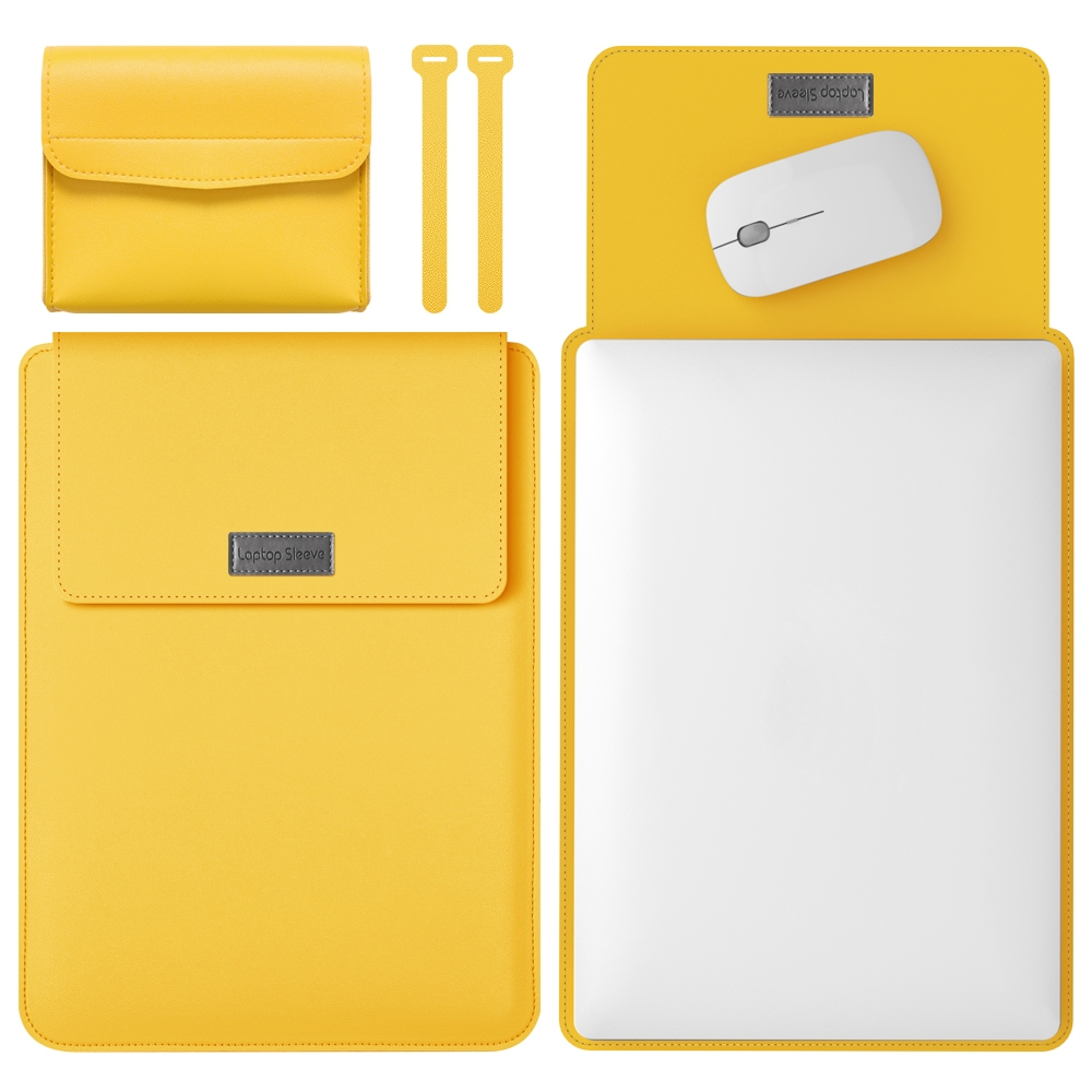 Borsa per computer in pelle leggera e portatile 4 in 1, dimensioni: 15,4/15,6/16,1 pollici (giallo)_voghion.com