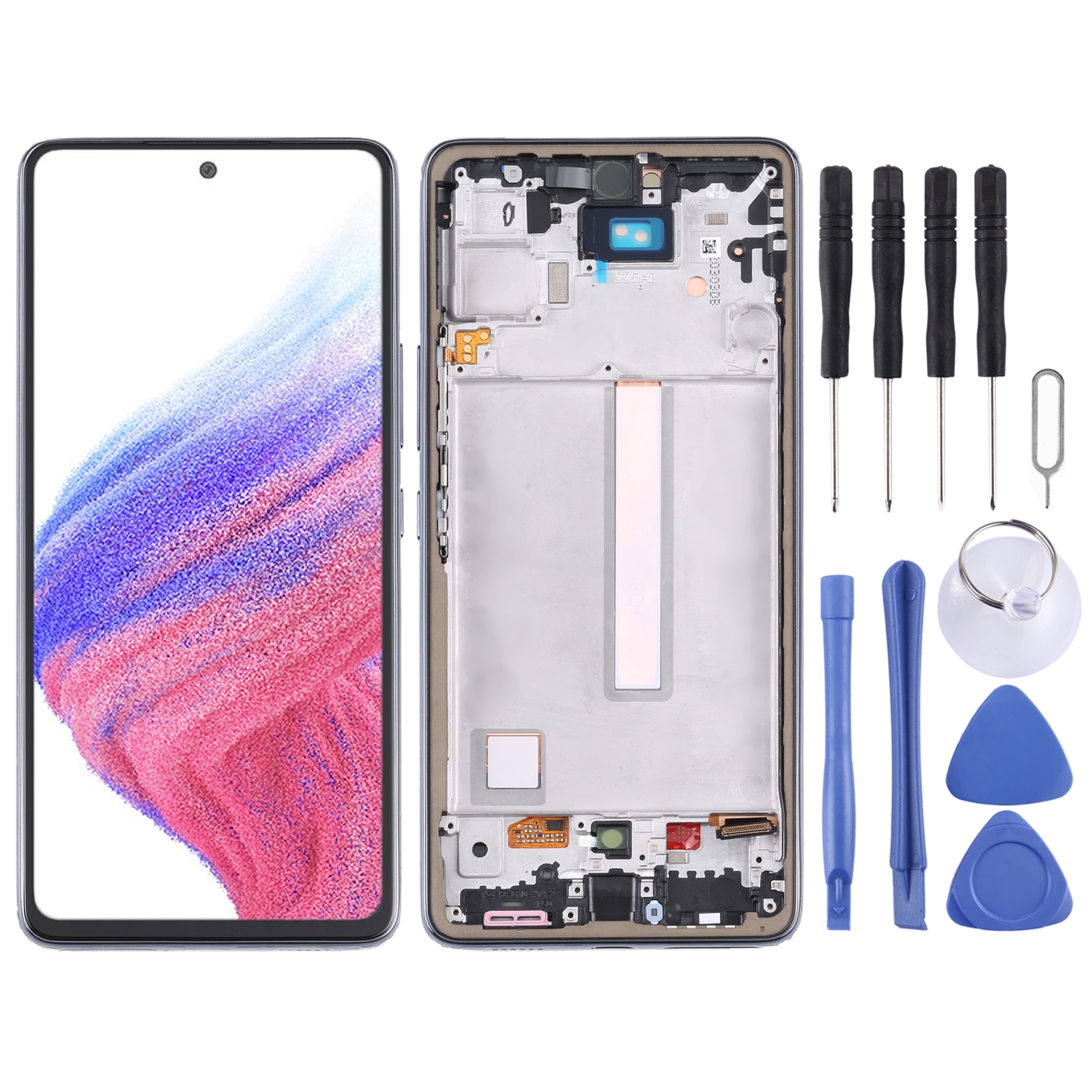 Originalus Super AMOLED LCD ekranas, skirtas Samsung Galaxy A53 5G SM-A536B, pilnai surinktas su rėmeliu._voghion.com