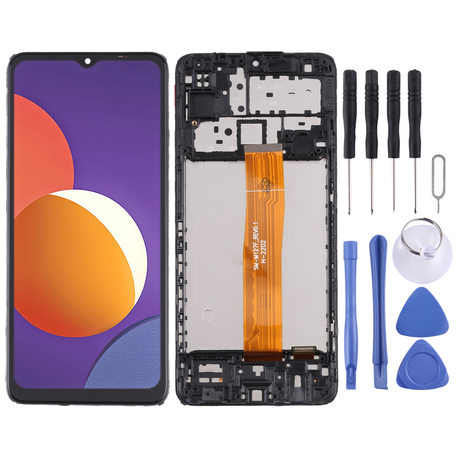 Original LCD-skærm til Samsung Galaxy M12 SM-M127 Digitizer Fuld samling med ramme_voghion.com