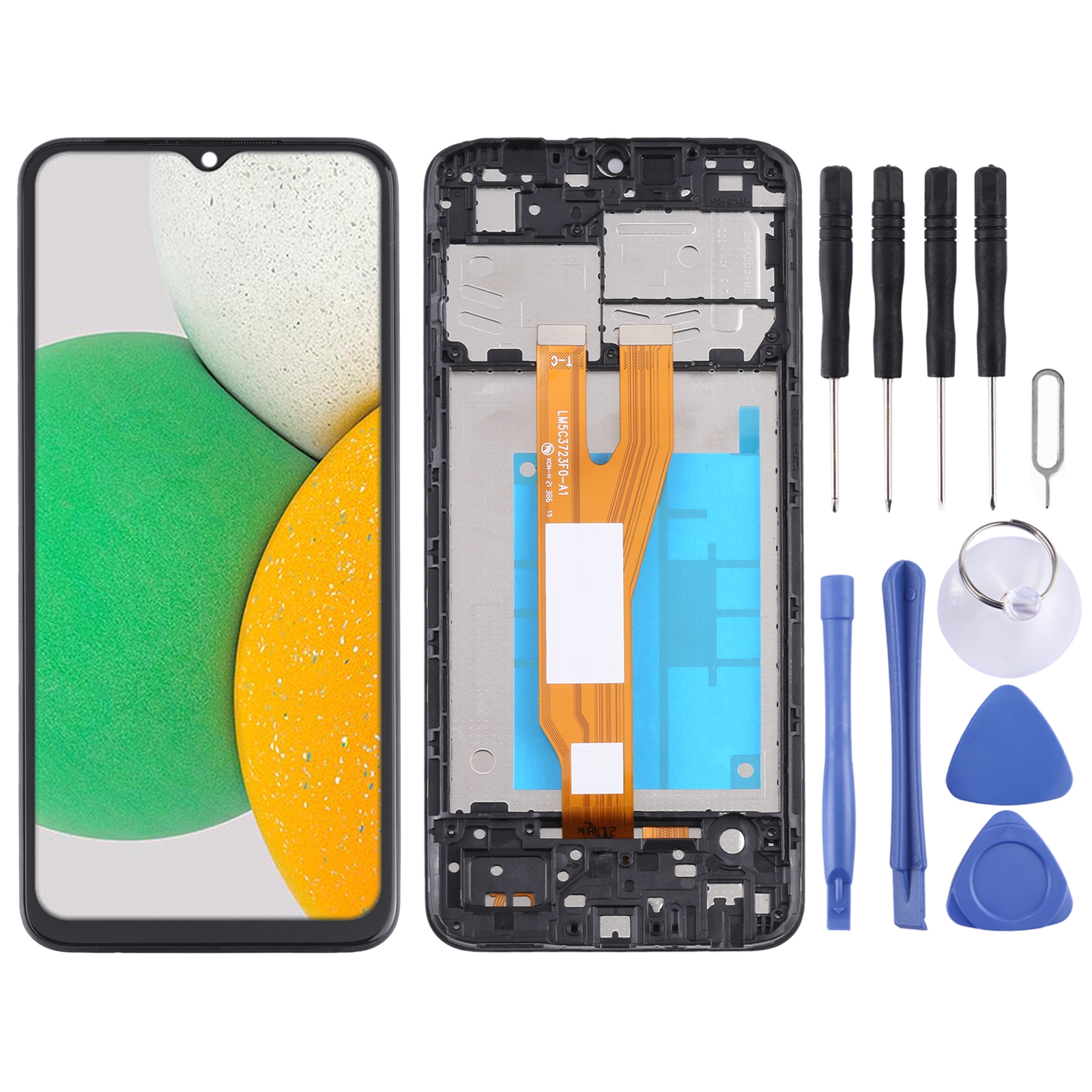Original LCD-skærm til Samsung Galaxy A03 Core - Fuld montering med ramme_voghion.com