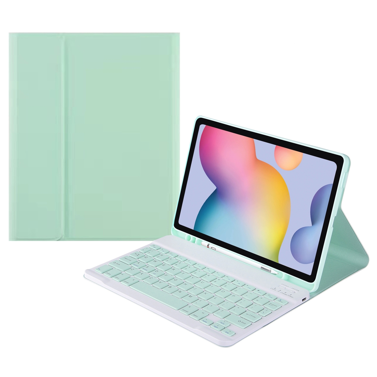 A7 Square Cap Bluetooth Keyboard Leather Case with Pen Slot For Samsung Galaxy Tab A7 10.4 2020(Green)_voghion.com