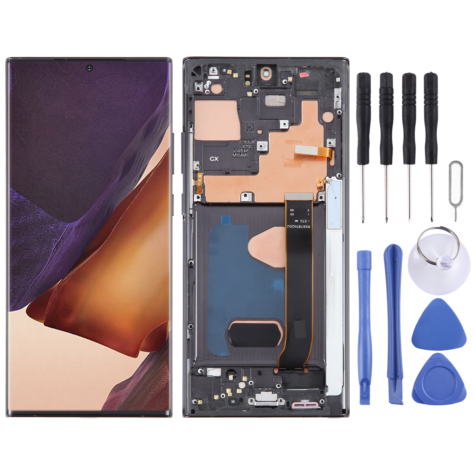 För Samsung Galaxy Note20 Ultra 5G SM-N986B 6,78 tum OLED LCD-skärm Digitizer Full montering med ram (svart)_voghion.com