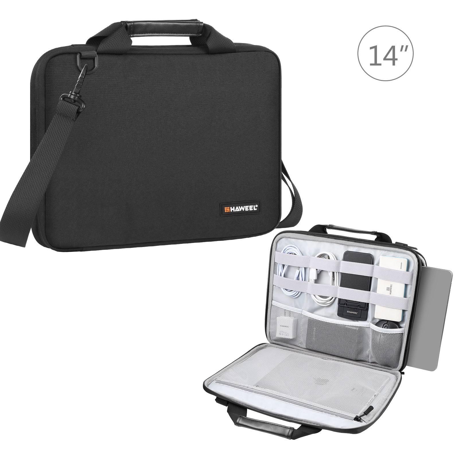 Borsa per laptop a tracolla con valigetta da 13,0 pollici-14,0 pollici per MacBook, Lenovo Thinkpad, ASUS, HP (nero)_voghion.com