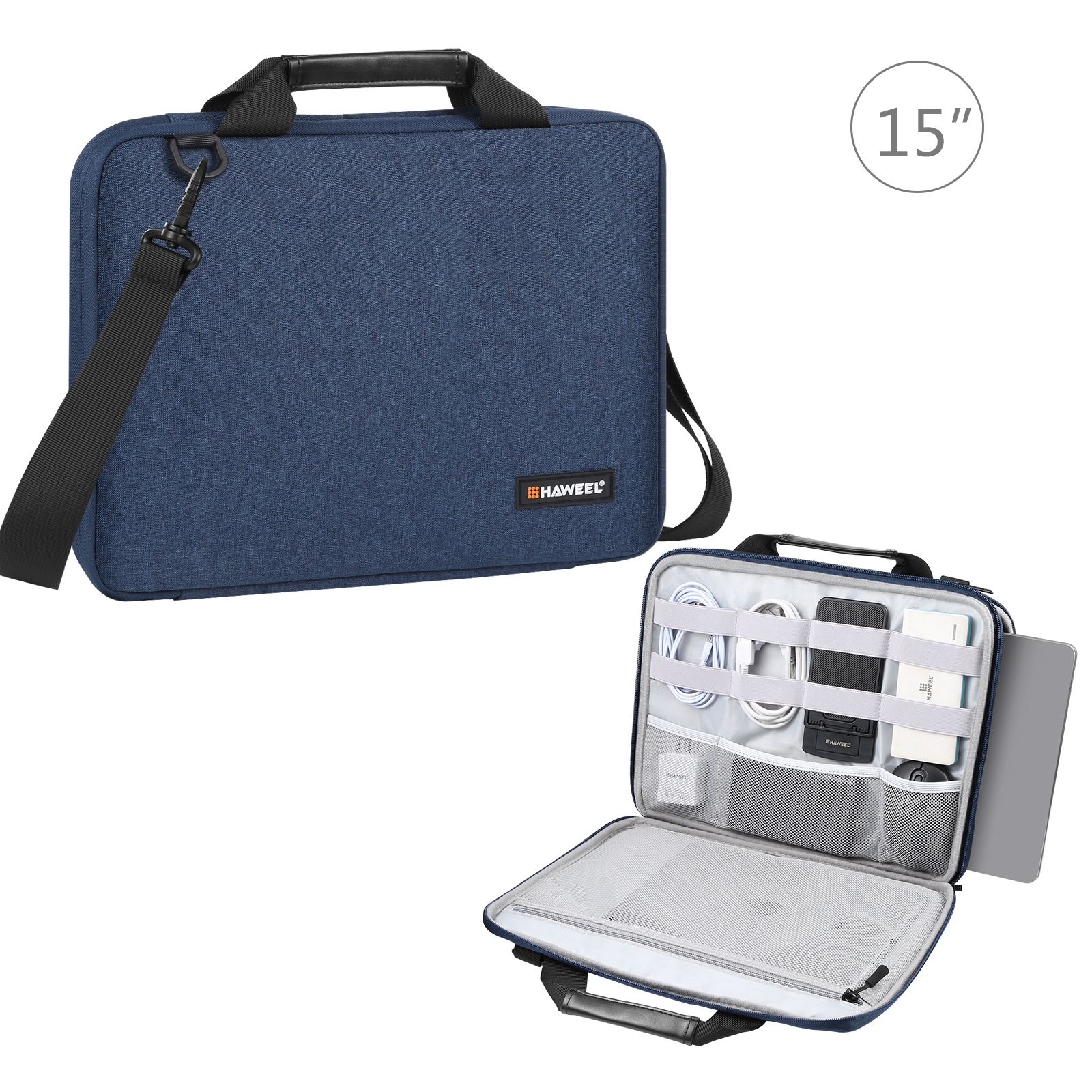 Maletín cruzado para portátil de 14,0 a 16,0 pulgadas para Macbook, Lenovo Thinkpad, ASUS, HP (azul marino)_voghion.com