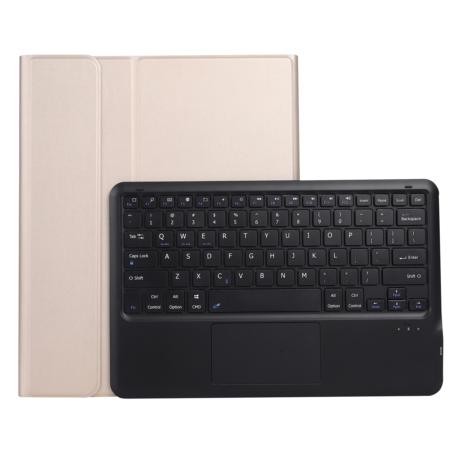 A12B-A Ultra-thin ABS Detachable Bluetooth Keyboard Tablet Case with Touchpad & Pen Slot & Holder for iPad Pro 12.9 2021 / 2020 / 2018 (Gold)_voghion.com