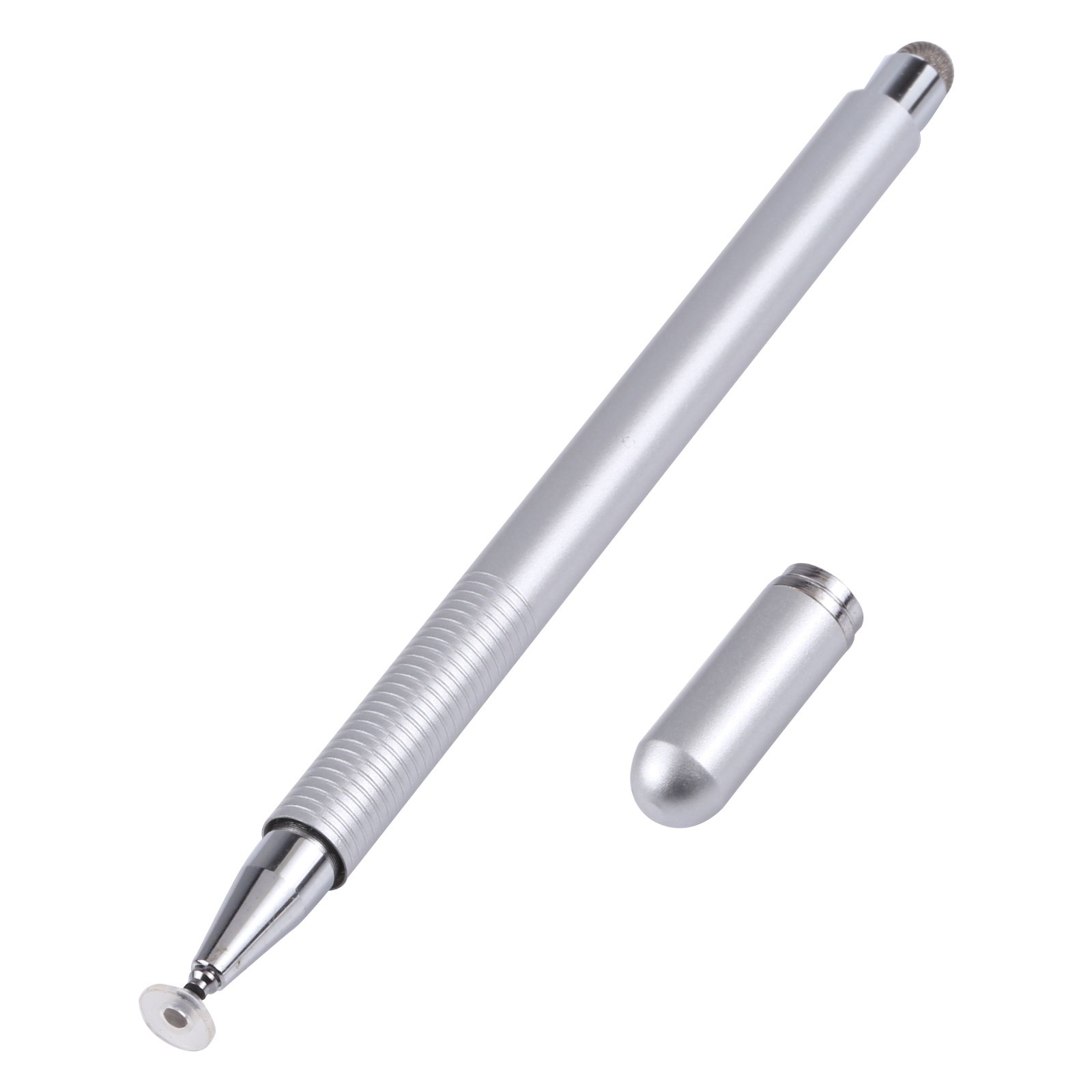 361 2 in 1 Universal Silicone Disc Nib Stylus Pen with Mobile Phone Writing Pen & Magnetic Cap(Silver)_voghion.com