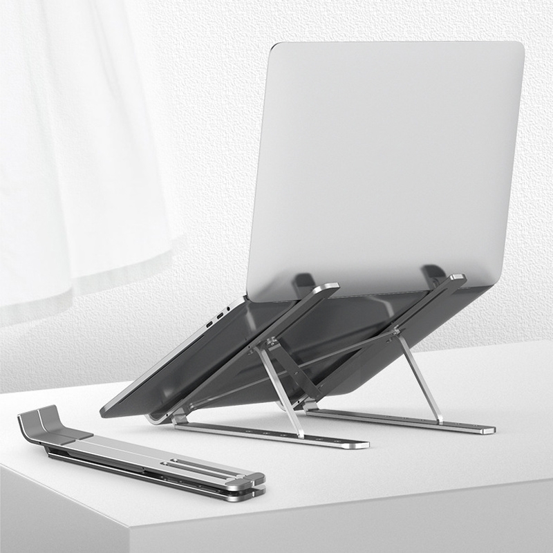 Portable Adjustable Laptop Stand Desktop Lifting Height Increase Rack Folding Heat Dissipation Holder, Style: Ordinary(Silver)_voghion.com